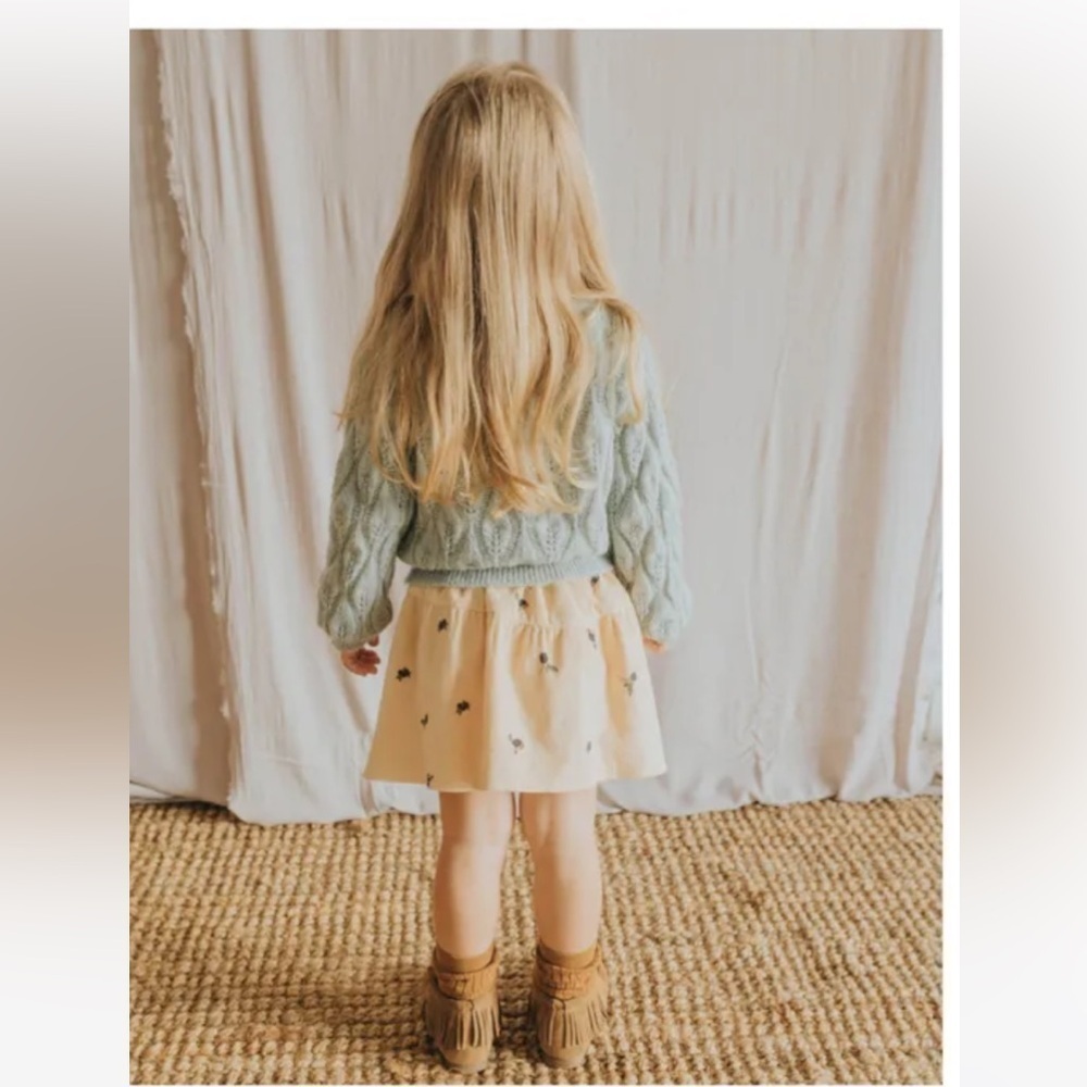 BÚHO Milleraies Fruit Floral Print Corduroy Skirt Macadamia Vanilla - Picture 2 of 14